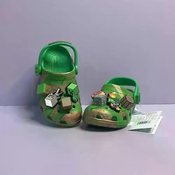 Nya 3D Barn Grottskor Min Värld Minecraft Baotou Pojkar och Flickor Tofflor Halkfria (C12-18cm)