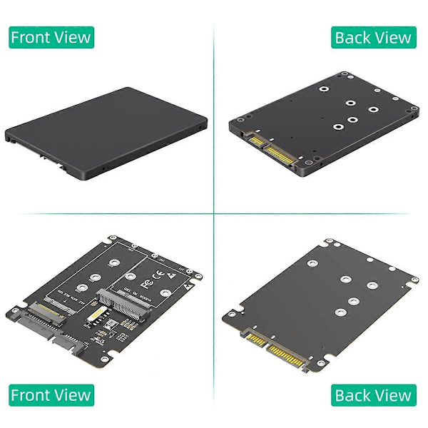2 i 1 Kombinert M.2 NGFF Key B & MSATA SSD til 2.5 SATA3 Adapter