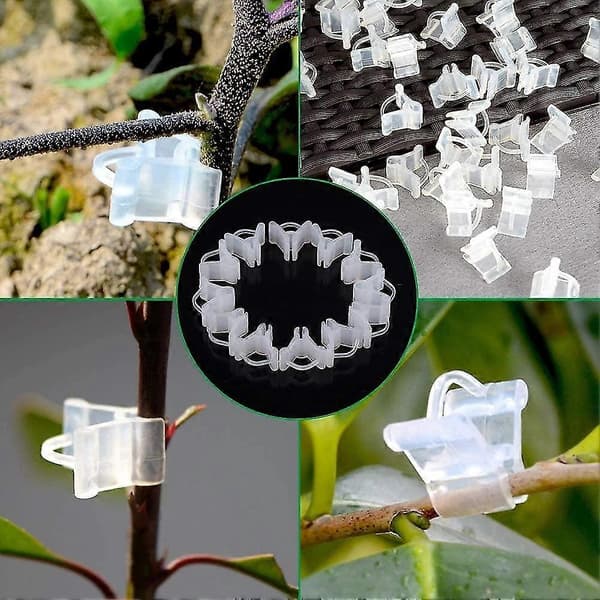 Trädgårdsympningsklämmor 100 st, plaststöd, trädgårdsredskap