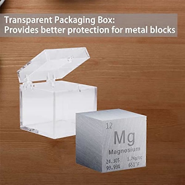 1 Tomme Magnesiumkube Metall, Høy Densitet Elementkube Rent Metall, for Elementsamlinger Lab Eksperiment Materiale