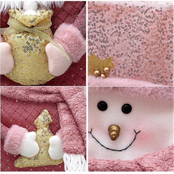 Dekorative julestrømper, rosa glitrende paljett-julestrømper, snømann og julenissestrømper, spre glede denne julen (Julenisse)