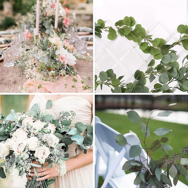 Kunstig Eukalyptus Girlander Grønt Krans Falske Eukalyptusranker, blomsterdekorasjon
