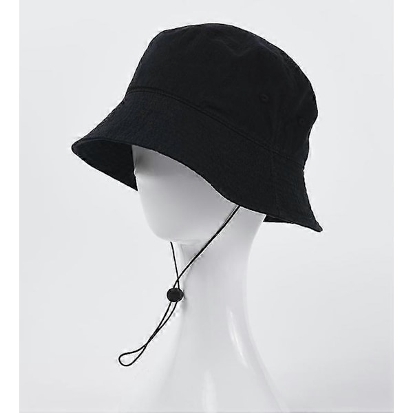 Solhat, Dame Bucket Solhat, Fiskerihat, Foldbar Hurtigtørrende Hat til Udendørs, Hat Lavet af Bomuld (Sort)