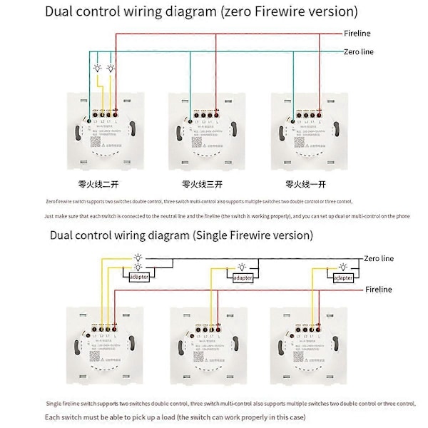 Tuya Smart Switch Wifi og Rf Radiofrekvens Smart Switch Enkelt Nul Brandlinje Universal 3 Switch Hvid