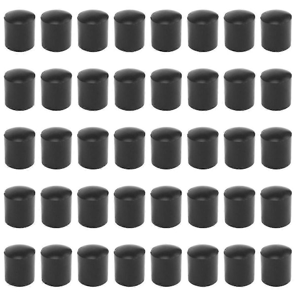 Gummihætter 40 stk. sorte gummi rør ender 10mm runde