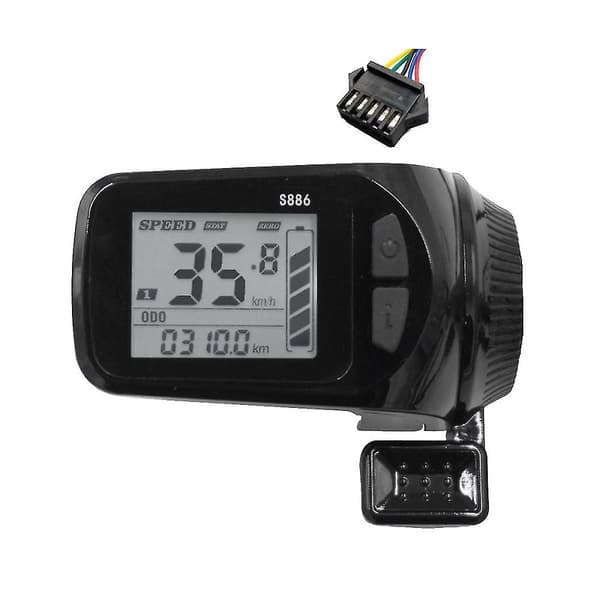 24v/36v/48v/60v S886 Ebike LCD Display Panel Tommelfingergas til Elcykler E-scooter (sm Stik 5pin)