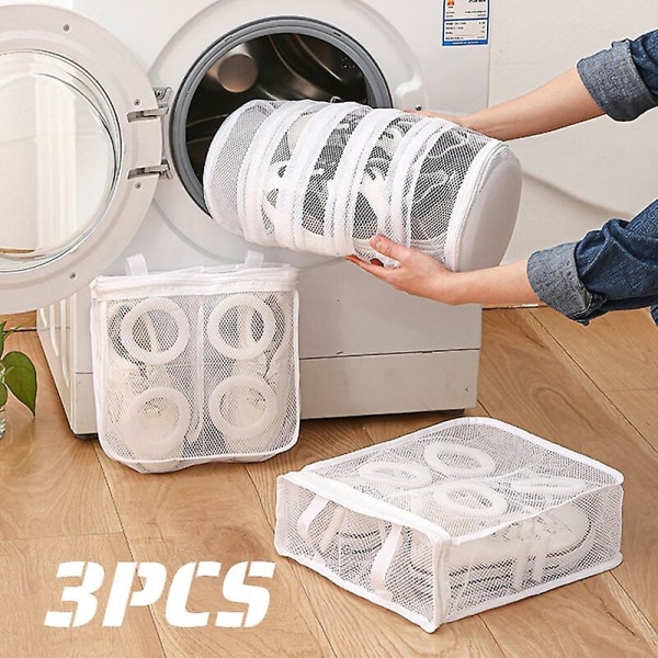 3pcs/set Mesh Laundry Bag Washing Machine Shoes Bag Travel Storage Bags Portable Anti-deformation Protective Clothes Organizer  Laundry Combo Units