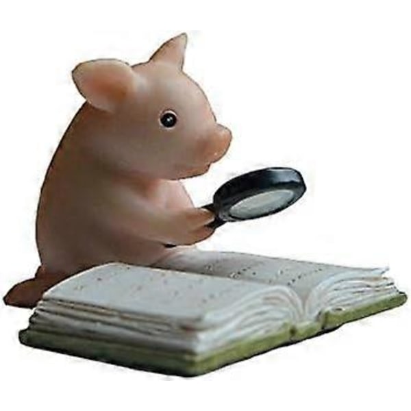 Mini Gris Statue - Mini Læsende Gris Statue
