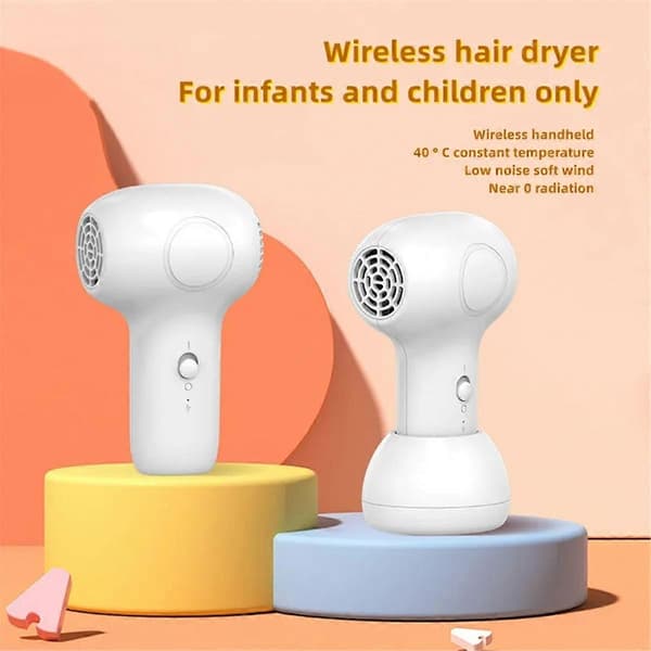 Trådlös Hårtork för Barn Liten Universal Diffuser Baby Tyst Konstant Temperatur för Hår och Stjärt