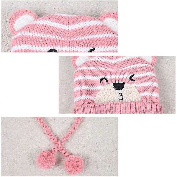 Vinter Baby Huer, Varm Halstørklæde til Småbørn Vinterhue Sød Strikket Halstørklæde Beanie Baby Øreklap Beanie Hue med Halstørklæde