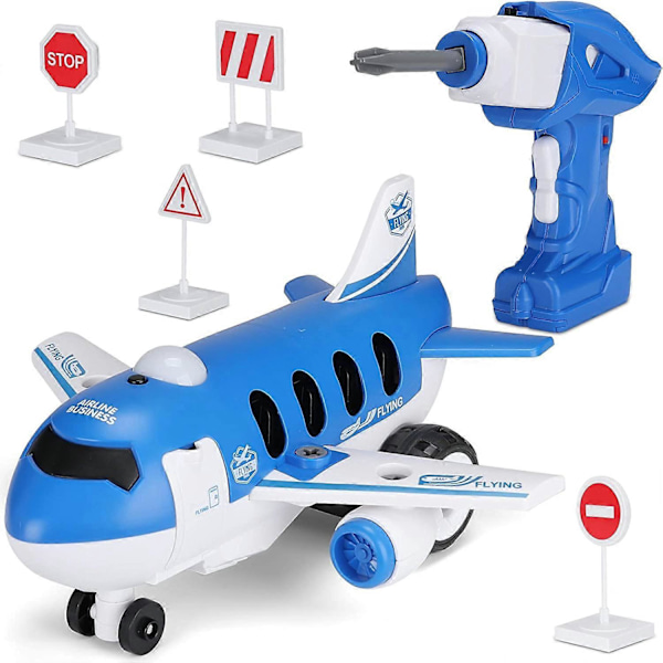 KATEA Ta Isär Leksak Fjärrkontroll Flygplan med Leksaksborr, STEM-Byggleksaker för Barn, Lärande Present för Pojkar Flickor 3-7 År