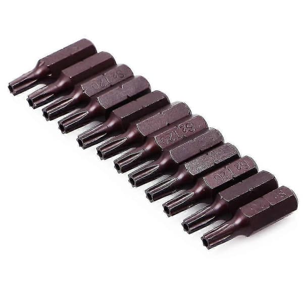 12 stk. T20 1/4\" Hex Skaft Magnetiske Torx Sikkerhetsskrutrekkerbits Med Hull 25mm