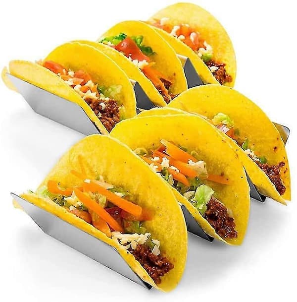 Rustfrit Stål Stativ Sæt Holdere Bakke Stil Tortillas Burritos Tilbehør Til Hjemmefest Restaurant 2 Stk (guld)