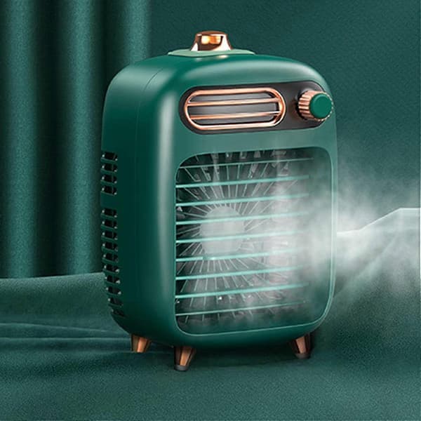 Bærbar Aircondition, USB Opladning Mini Luftkøler Luftfugter, 3 Vindhastigheder, Lille Fordampende Luftkøler, Grøn
