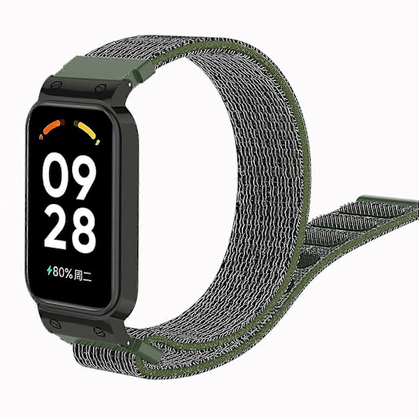 Åndbar urrem i nylon til Redmi Band 2, fleksibelt nylonarmbånd, smart urrem til kvinder/mænd - Army Green