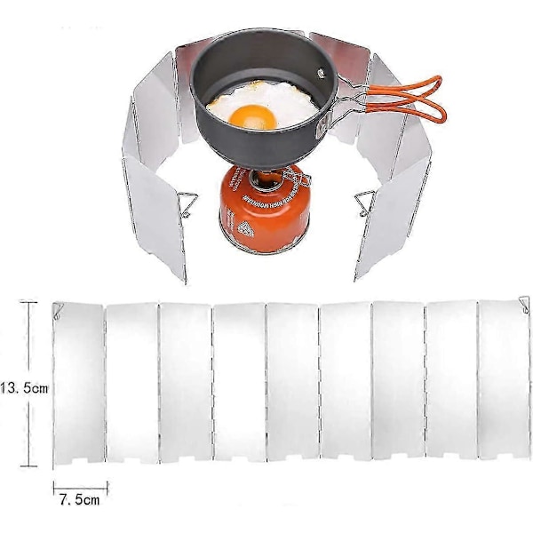 Vindskjerm, 9 Plater Aluminium Mini Vindskjerm for Utendørs Grill Piknik Campingutstyr