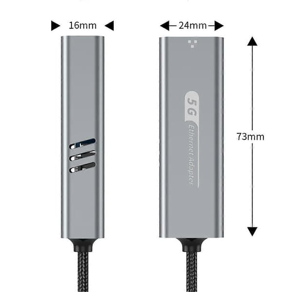 USB 3.2 til 5Gbps Ethernet Adapter RTL8157 5000Mbps RJ45 Netværkskonverter til Laptop Understøtter 5G,2.5