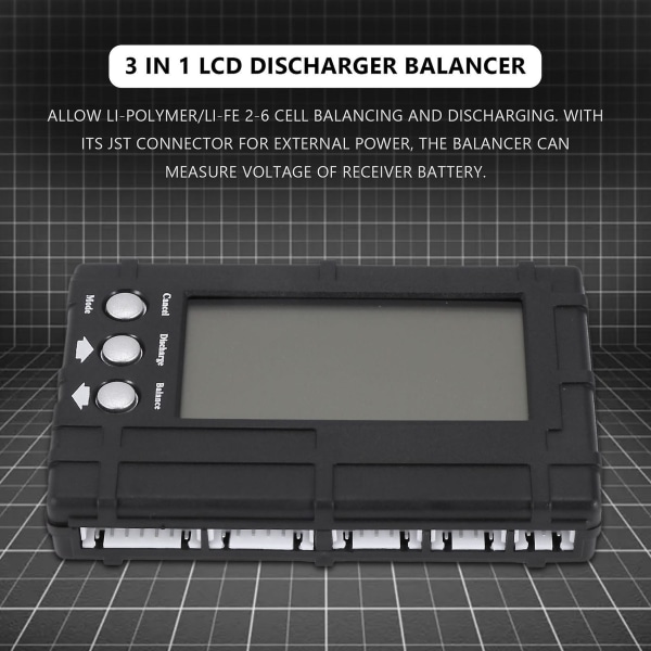 3 i 1 LCD RC batteriurladdare Balansmätare Tester för 2-6S lipo Li-Fe batterispänningsmätare