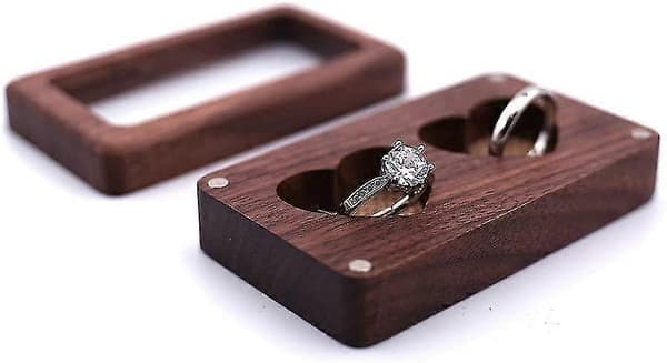 \"Double Heart\" Amor Hjerte Træ Hjerte Ringæske Bryllupsringbæreræske