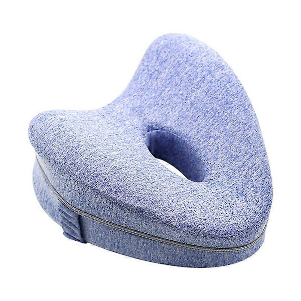 Komfort Benpude. Knæpude til Sovning. Ortopædisk Memory Foam Benpude (Blå)