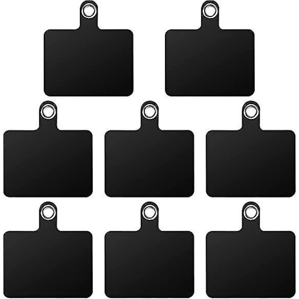 Set med 8 reservdelar för mobiltelefonsladd med metallring, kompatibel med de flesta smartphones svart