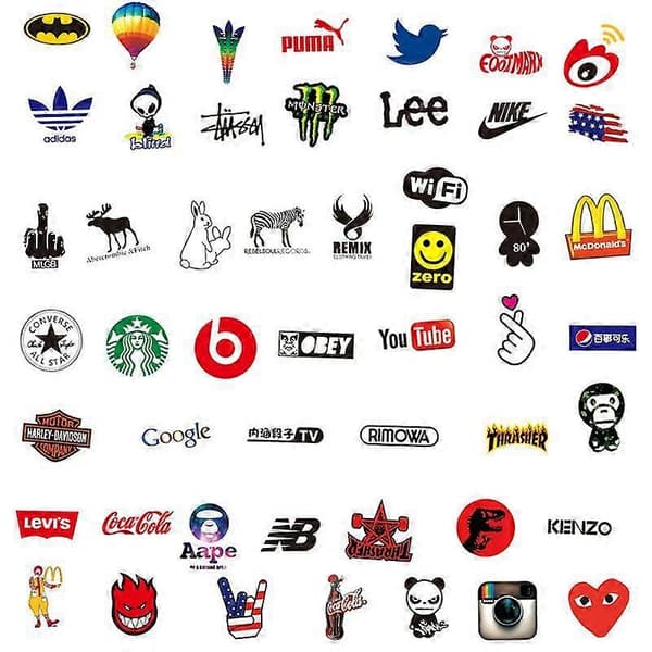 100 st Mode Graffiti Stickers Vattentäta Laptop Bagage Skate multicolor