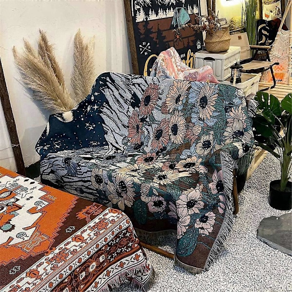 Boho-heittoviltti vapaa-ajan sohvalle, sohvanpeite, olohuoneen sisustusmatto, geometrinen abstrakti kuvakudos