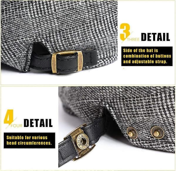 Herre Flat Caps Beret Tweed Klassisk Tweed Caps Grey Plaid