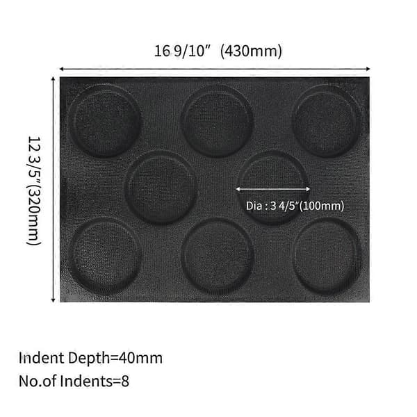 Hamburgerbrødform, Rund Brødbakke, Perforerede Brødforme, Silikone, Non-Stick, Hamburgerform, 8 Hulrum (43*30*4 cm)