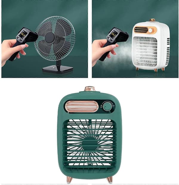 Bærbar Aircondition, USB Opladning Mini Luftkøler Luftfugter, 3 Vindhastigheder, Lille Fordampende Luftkøler, Grøn
