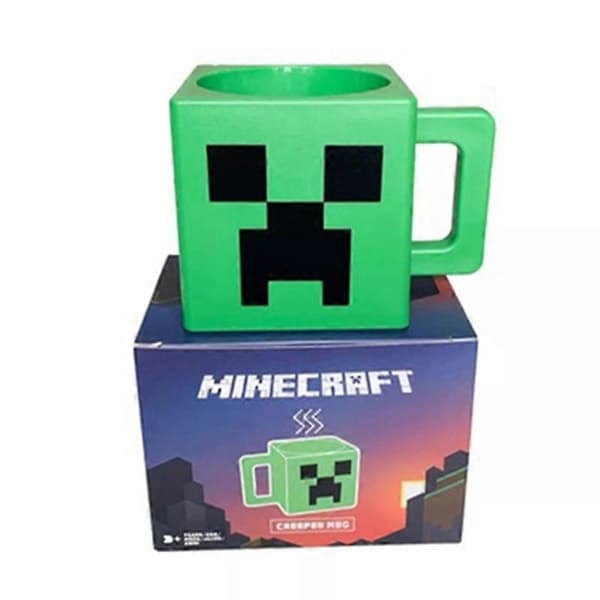 Minecraft Mugg med lock, Spel Merchandise Keramisk Kopp, Läckagesäker Resemugg, Creeper-tema Present