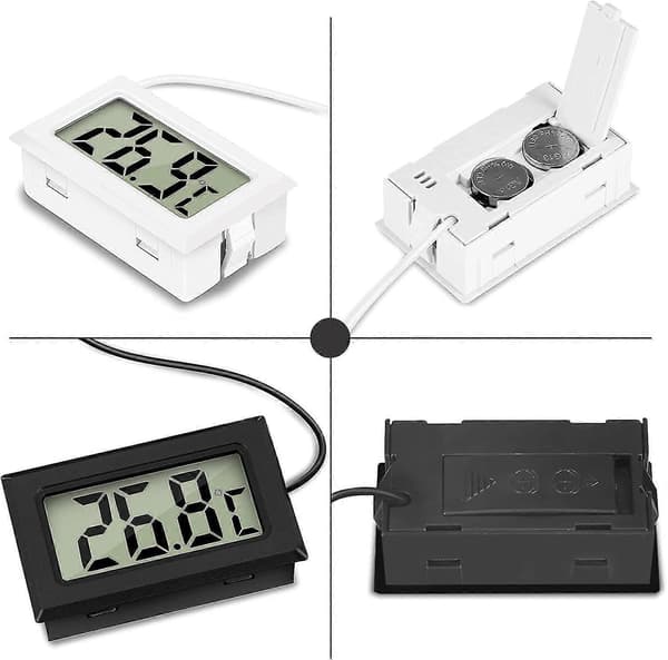 Mini Digitalt LCD Termometer Temperatur med Temperaturprobe Sensor Tester (2x Svart 2x Hvit)