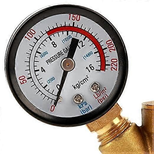 Trykreduceringsventil, DN15 Messing Justerbar Vandtryksregulator Reducer med Måler
