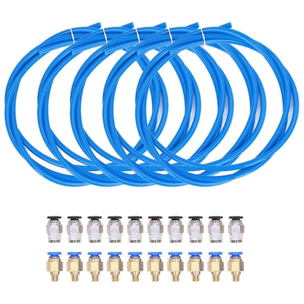 5 stk. PTFE-rør med 20 stk. pneumatiske fittings PC4?M6 PC4?M10 til 3D-printer 1,75 mm filament