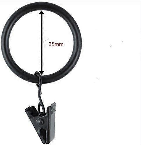 35 mm Diameter Multifunktionella Gardinklämmor Gardinringar, Svart, 30-pack