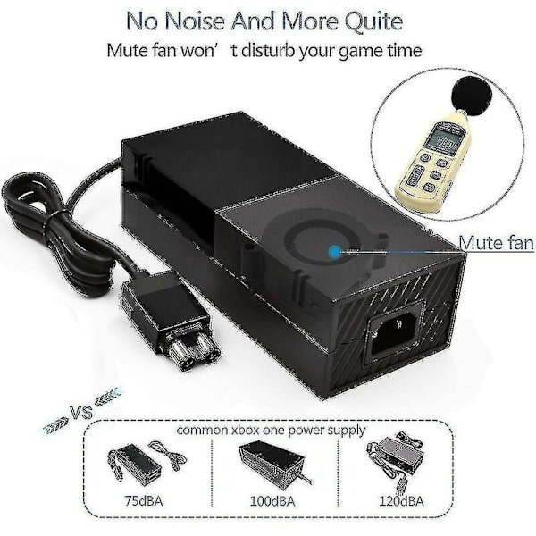 Original Xbox One strømforsyning (forbedret version), erstatningsstrømforsyning til Microsoft Xbox One, 100–240 V spænding