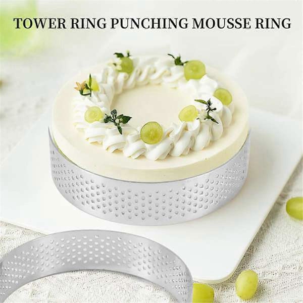 10-pack 8 cm Tartringar i rostfritt stål, cirkulära tartringar, perforerad kakring, mousseform, köksbakform
