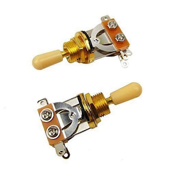 Metrisk 3-vägs Kort Rak Gitarr Toggle Switch Pickup Selector För Elgitarr, Guld & beige (2-pack)