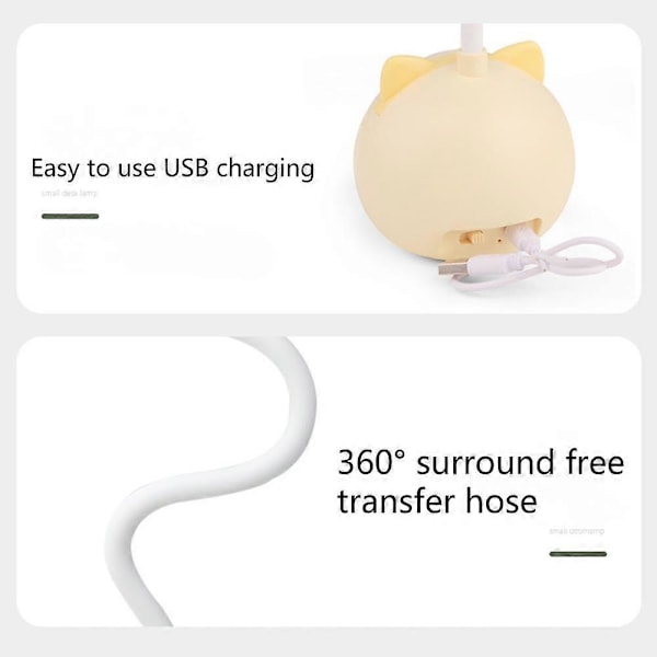Tecknad Mini LED Liten Skrivbordslampa, LED Skrivbordslampa för Barn, Söt Gris Lampa Kawaii Skrivbordstillbehör, Flexibel Svanhals Ögonvård Tecknade Små Skrivbordslampa