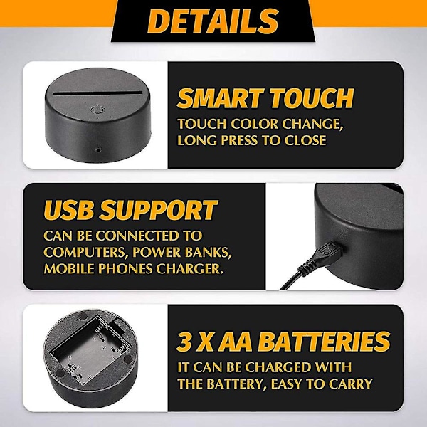 3D Natt LED Lys Lampe Base LED Lys Display Base Lysende Base Stativ 16 Farger Med Fjernkontroll Og USB-Kabel