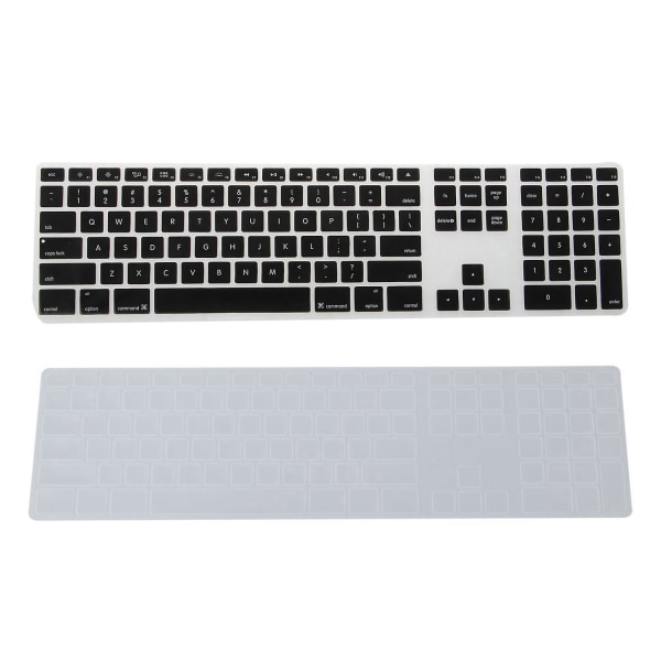 2 stk silikon tynt tastatur huddekselbeskytter med numerisk tastatur for - svart og gjennomsiktig