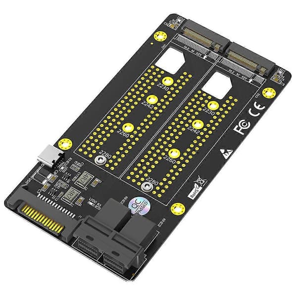 Ny version Dual M.2 NVME SSD till Dual SFF-8643 Adapter