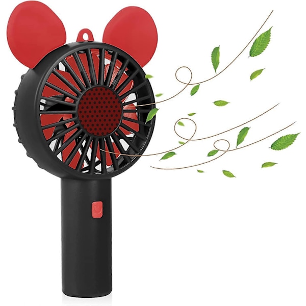 Handfläkt, Bärbar Fläkt, Cartoon Handfläkt, Uppladdningsbar USB Minifläkt, med 3 Sorter Vindhastighet Justerbar, Bärbar Fläkt (Svart)