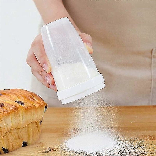 Plast Mel Shaker Baking, 2 Stk Bake Mel Sikt, Plast Mel Sikt Kopper, Manuell Mel Shaker, for Mel, Pepper, Kakaopulver, Sukker, Salt