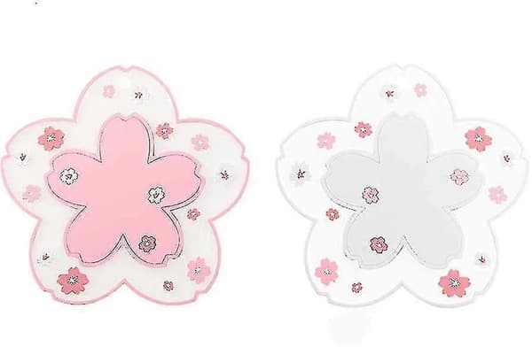 2 stk. skridsikre coasters til sofabord, PVC kirsebærblomst coaster (d-583-a)