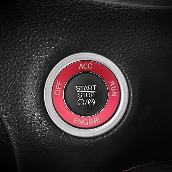 Startknappskydd + Ringdekor För 2015-2020 Dodge Challenger ((röd))