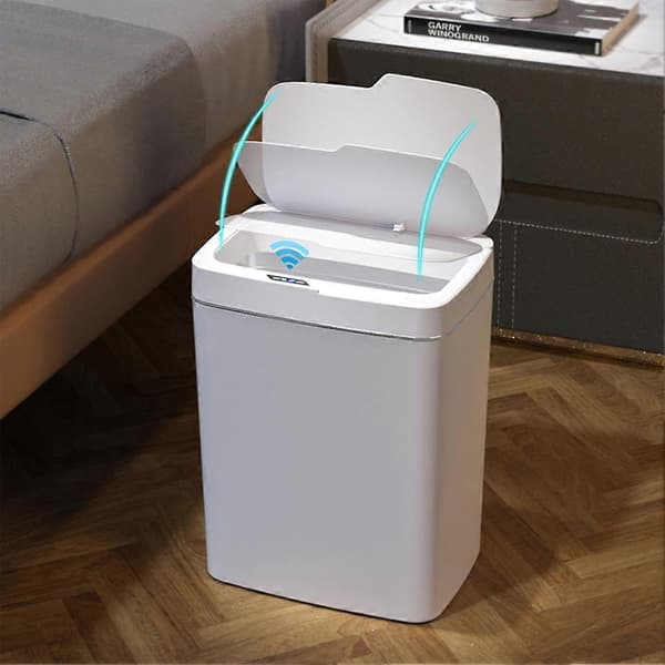 Smart Sensor Soptunna för Badrum Toalett (15L laddning grön gula linjer)