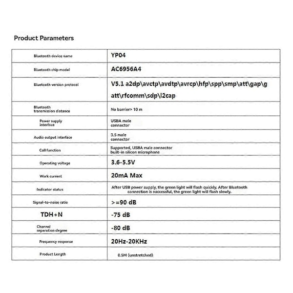Bluetooth 5.1 AUX Autoadapteri USB - 3,5 mm:n liitin Dongle-kaapeli Handsfree Auton langaton Bluetooth Tr