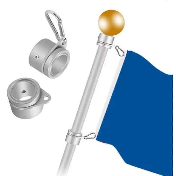 2 stk. flaggstangringer Anti-vikle flaggstangklemmer Svingbare 360° roterende flaggstangmonteringsringer Silver