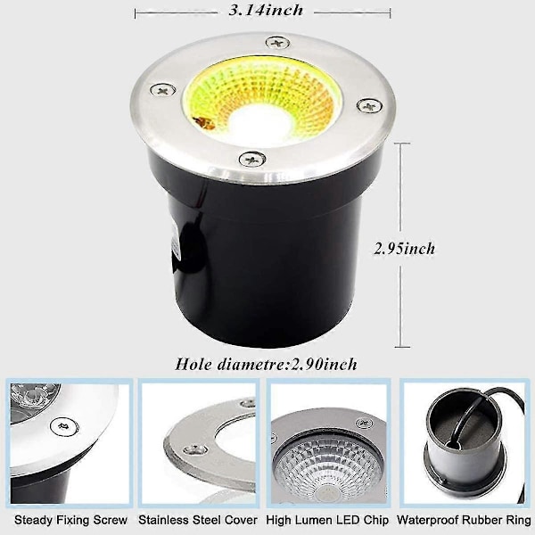 3W 12V P67 Vedenpitävä maisemavalo poluille, patioille, portaille, ulkopuutarhavalaistukseen (rgb) Punainen valo